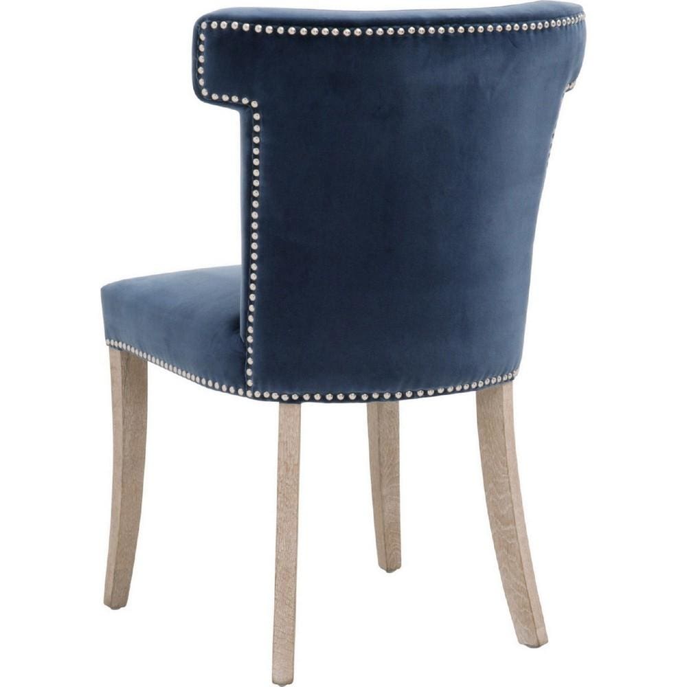 Fabric Sculpted Wingback Dining Chair Saber Legs Set of 2 Blue By Casagear Home BM223000