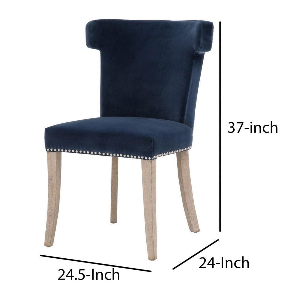 Fabric Sculpted Wingback Dining Chair Saber Legs Set of 2 Blue By Casagear Home BM223000