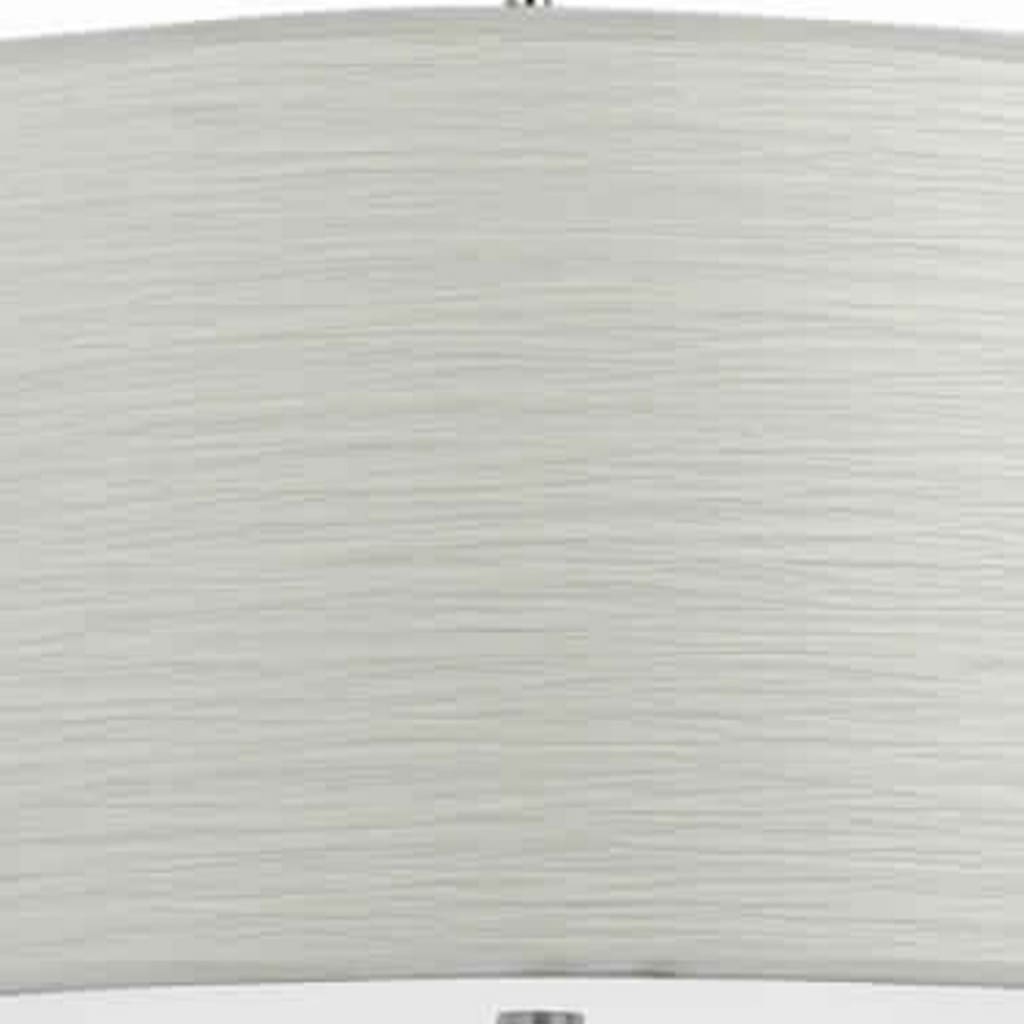 Drum Style Pendant Fixture with Fabric Shade and Brushed Details White By Casagear Home BM223015