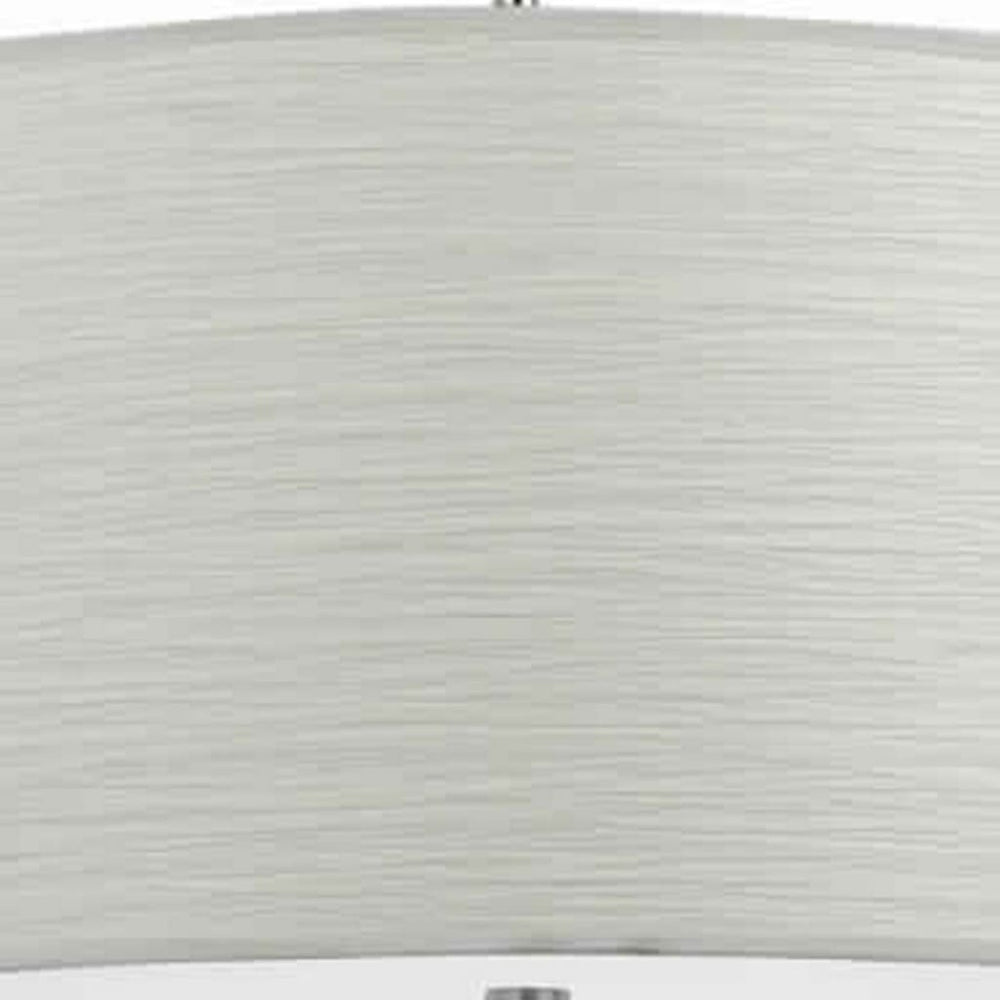 Drum Style Pendant Fixture with Fabric Shade and Brushed Details White By Casagear Home BM223015