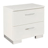 Nightstand | 2 Drawer | Metal Base | Bar Handles | White