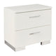 Nightstand | 2 Drawer | Metal Base | Bar Handles | White