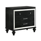 3 Drawer Wooden Nightstand with Mirror Accents and Faux Crystal Pulls,Black By Casagear Home