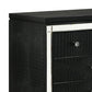 3 Drawer Wooden Nightstand with Mirror Accents and Faux Crystal Pulls,Black By Casagear Home BM223288