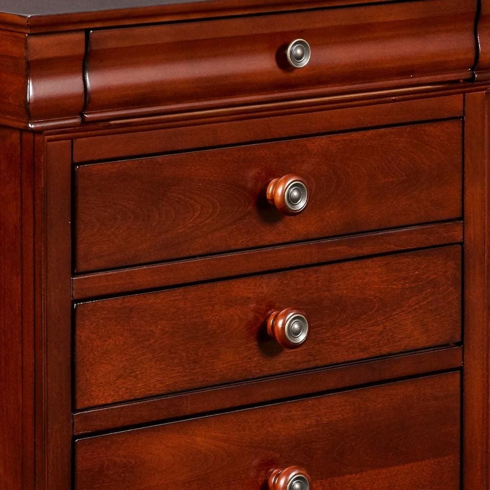4 Drawer Wooden Nightstand with Bracket Legs and Metal Knobs Brown By Casagear Home BM223357