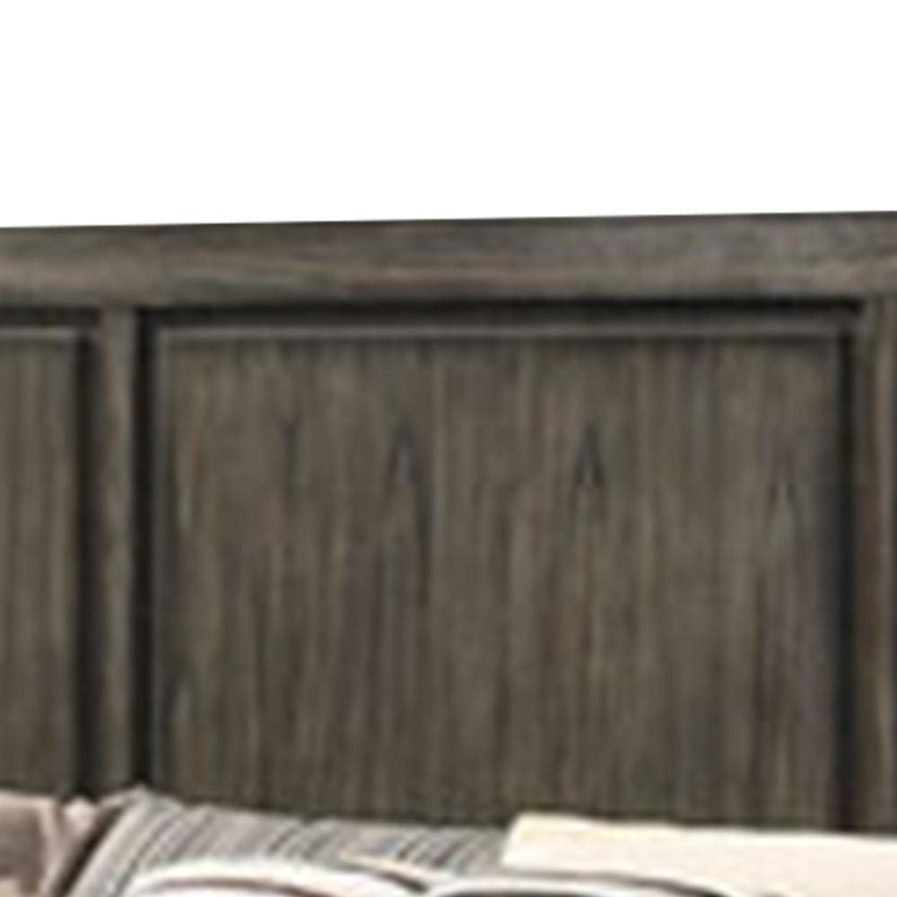 Natural Grain Textured Queen Size Wooden Headboard Brown By Casagear Home BM223367