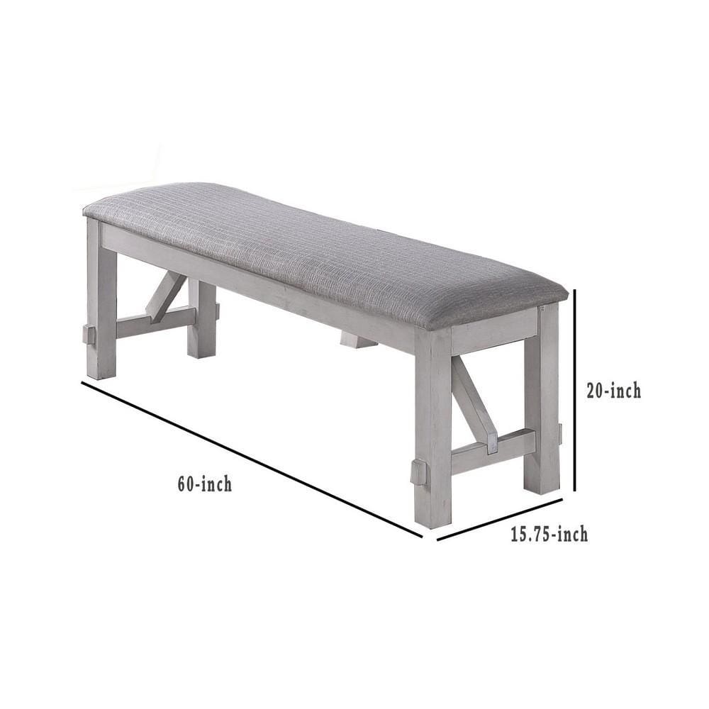 Fabric Upholstered Wooden Bench with Braces Gray By Casagear Home BM223370
