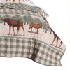 Fabric Twin Size Quilt Set with Animal and Plaid Print Green and Brown By Casagear Home BM223377