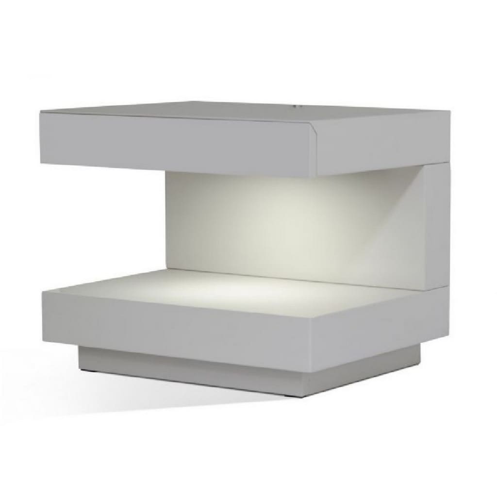 Nightstand | C Shape | Squared Design | LED Light | Gray
