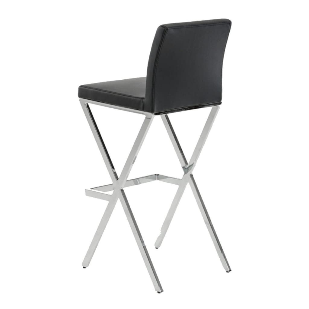 29.5 Leatherette Barstool Set of 2 Black and Chrome By Casagear Home BM223493