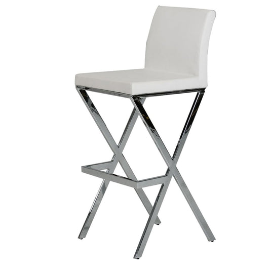 29.5" Leatherette Barstool, Set of 2, White and Chrome By Casagear Home
