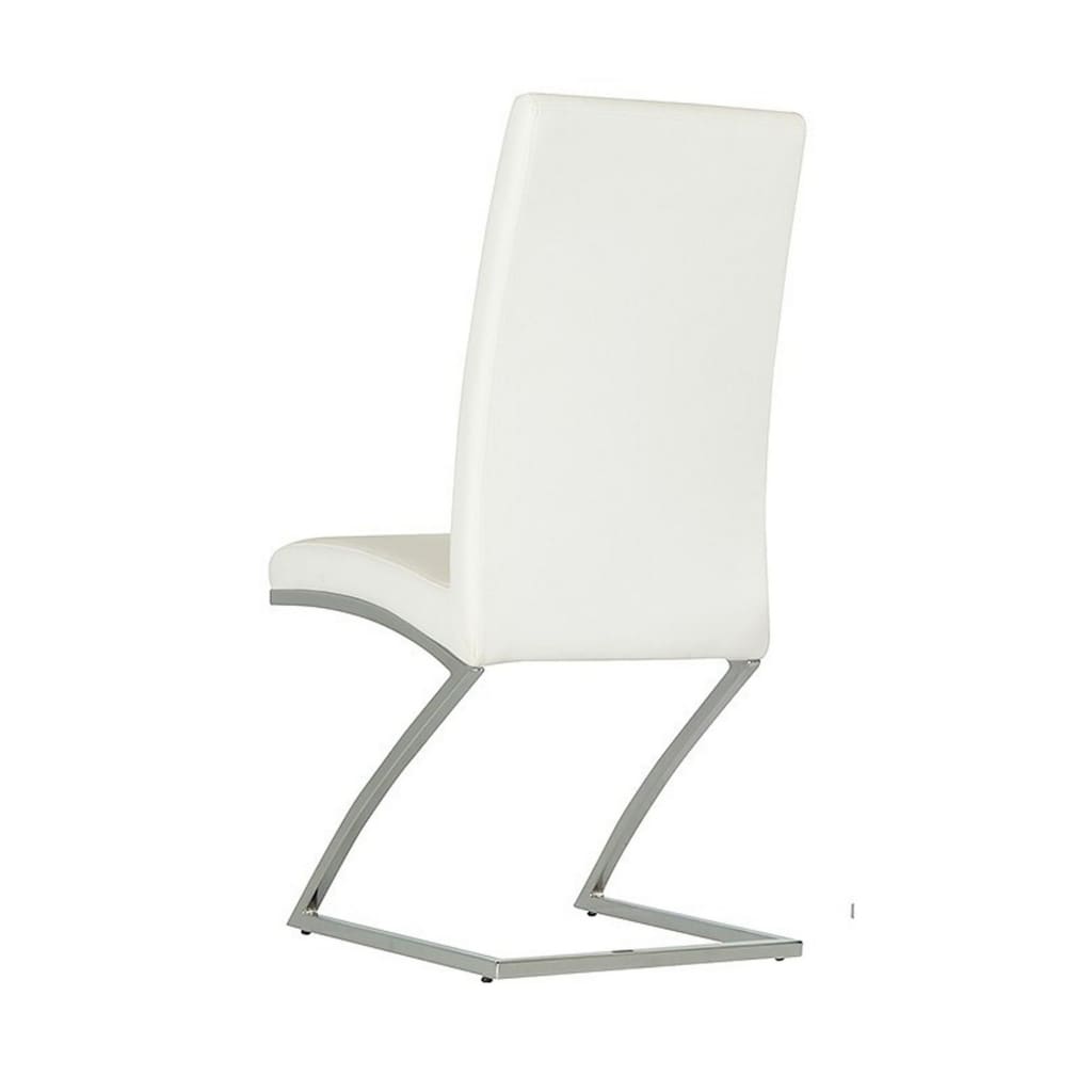 17 Z Base Leatherette Dining Chair Set of 2,White & Chrome By Casagear Home BM223505