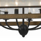 6 Bulb Square Chandelier with Wooden Frame and Organza Striped Shade Brown By Casagear Home BM223594