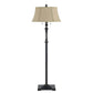 Metal Body Floor Lamp with Fabric Tapered Bell Shade, Black and Beige By Casagear Home