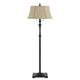 Floor Lamp | Fabric Bell Shade | Black & Beige