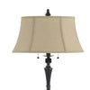 Metal Body Floor Lamp with Fabric Tapered Bell Shade Black and Beige By Casagear Home BM223603