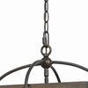4 Bulb Semi Flush Pendant with Wooden Frame and Organza Striped Shade,Brown By Casagear Home BM223620