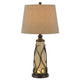 Table Lamp | 3 Way | Frosted Glass Body | Fabric Shade | Light Brown