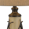 3 Way Table Tamp with Frosted Glass Body and Fabric Shade Beige and Bronze By Casagear Home BM223622