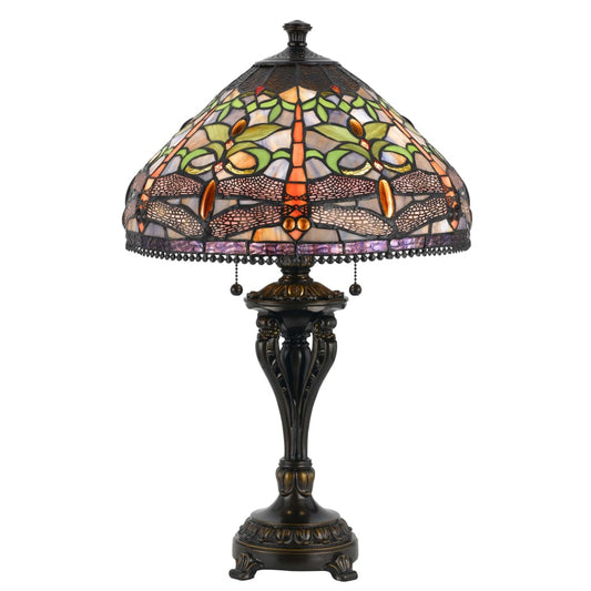 Tiffany Table Lamp | Metal Body | Dragonfly Shade | Multicolor