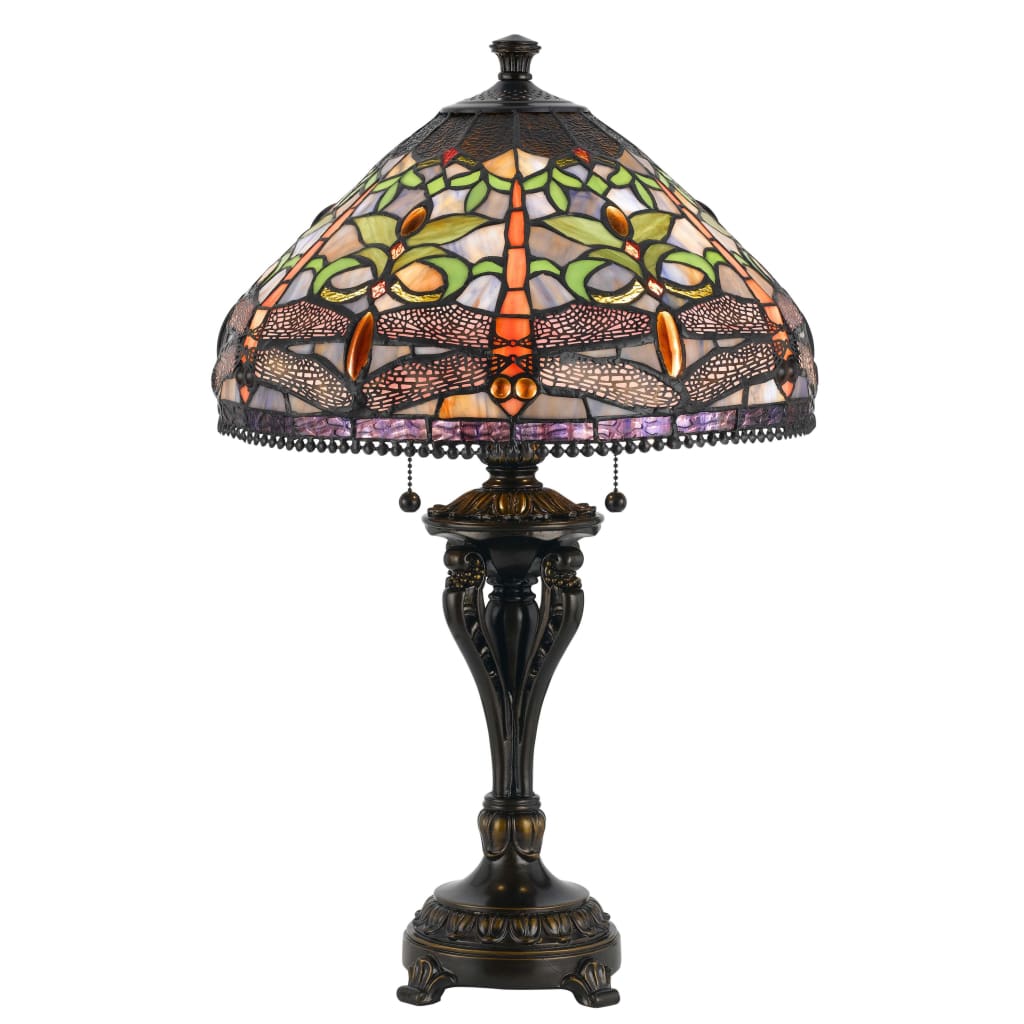 Tiffany Table Lamp | Metal Body | Dragonfly Shade | Multicolor
