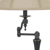 Metal Body Table Lamp with Fabric Tapered Bell Shade Black and Beige By Casagear Home BM223632