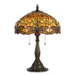 2 Bulb Tiffany Table Lamp with Dragonfly Design Shade, Multicolor By Casagear Home