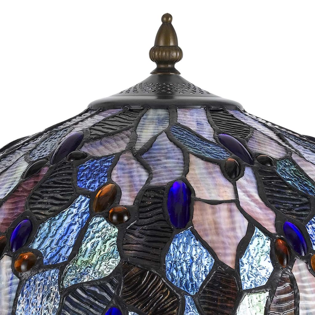 2 Bulb Tiffany Floor Lamp with Mosaic Design Shade Multicolor By Casagear Home BM223637