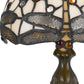 Metal Body Tiffany Table Lamp with Dragonfly Design Shade Multicolor By Casagear Home BM223642