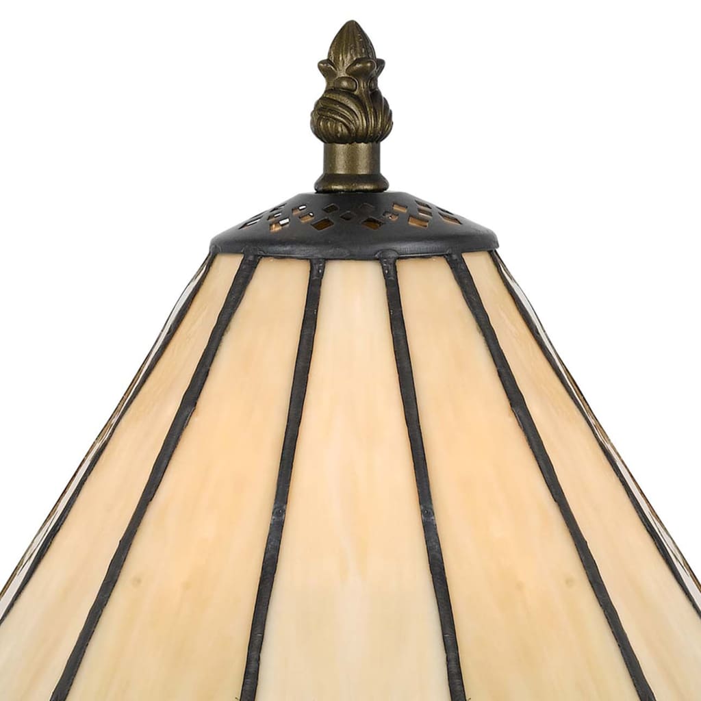 Tree Like Metal Body Tiffany Table lamp with Conical Shade,Bronze and Beige By Casagear Home BM223643