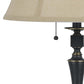 Metal Body Table Lamp with Fabric Tapered Bell Shade Beige and Black By Casagear Home BM223689