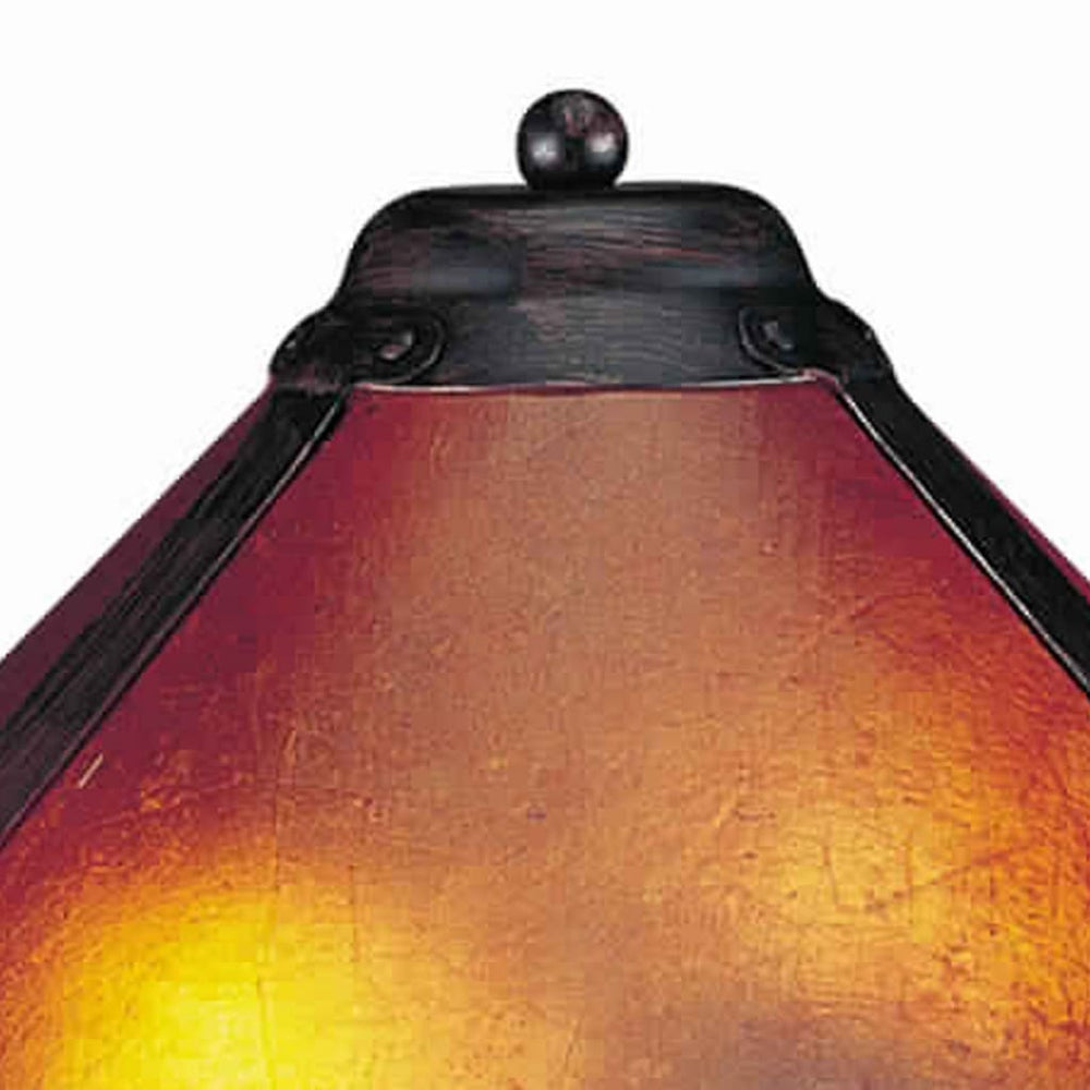 Pot Bellied Metal Body Table Lamp with Conical Mica Shade Bronze By Casagear Home BM223691