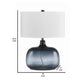 Glass Body Table Lamp with Drum Shade and Bubble Design Blue and White By Casagear Home BM223699