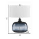 Glass Body Table Lamp with Drum Shade and Bubble Design Blue and White By Casagear Home BM223699