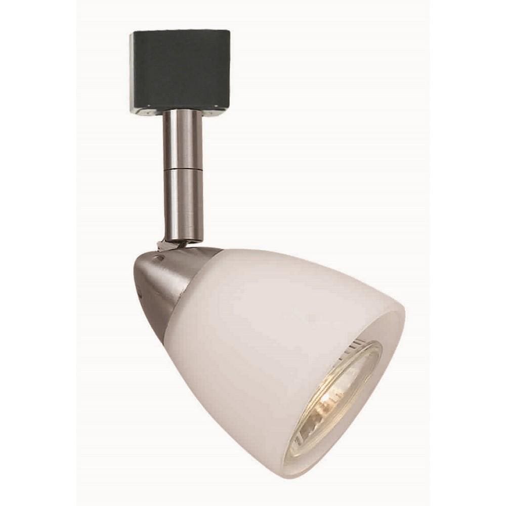 Metal Track Light with Interchangeable Round Glass Shade, Silver and White By Casagear Home