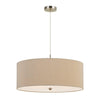 Pendant Fixture | 60W x 3 | Drum Shade | Beige & Silver