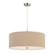 Pendant Fixture | 60W x 3 | Drum Shade | Beige & Silver
