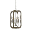Pendant Fixture | Wood Frame | Chain | Distressed Brown