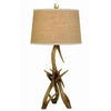 Textured Fabric Shade Table Lamp with Antler Design Base, Beige and Brown By Casagear Home