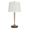 150W Metal Table Lamp with Oval Shade and 2 USB Outlets, White and Silver By Casagear Home