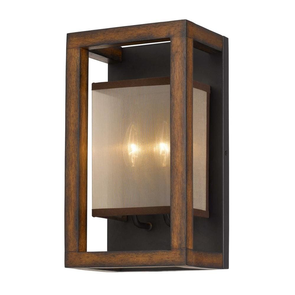 Wall Sconce | 40W x 2 | Organza Shade | Walnut Brown