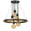Chandelier | 60W x 5 | Wood & Metal Frame | Black & Brown