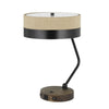Desk Lamp | Fabric Shade | Metal & Wood Base | Beige & Black
