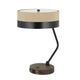 Desk Lamp | Fabric Shade | Metal & Wood Base | Beige & Black