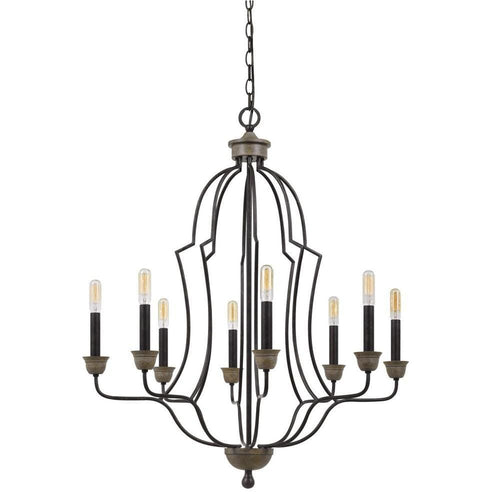 Chandelier | 60W x 8 | Tubular Frame | Textured Bronze