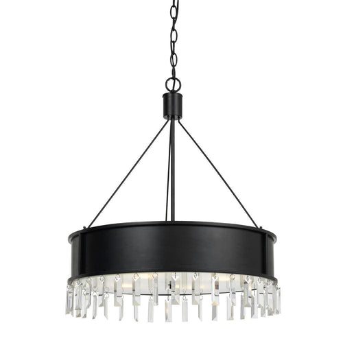 Chandelier | 4 Bulb | Metal Frame | Crystal Accents | Black