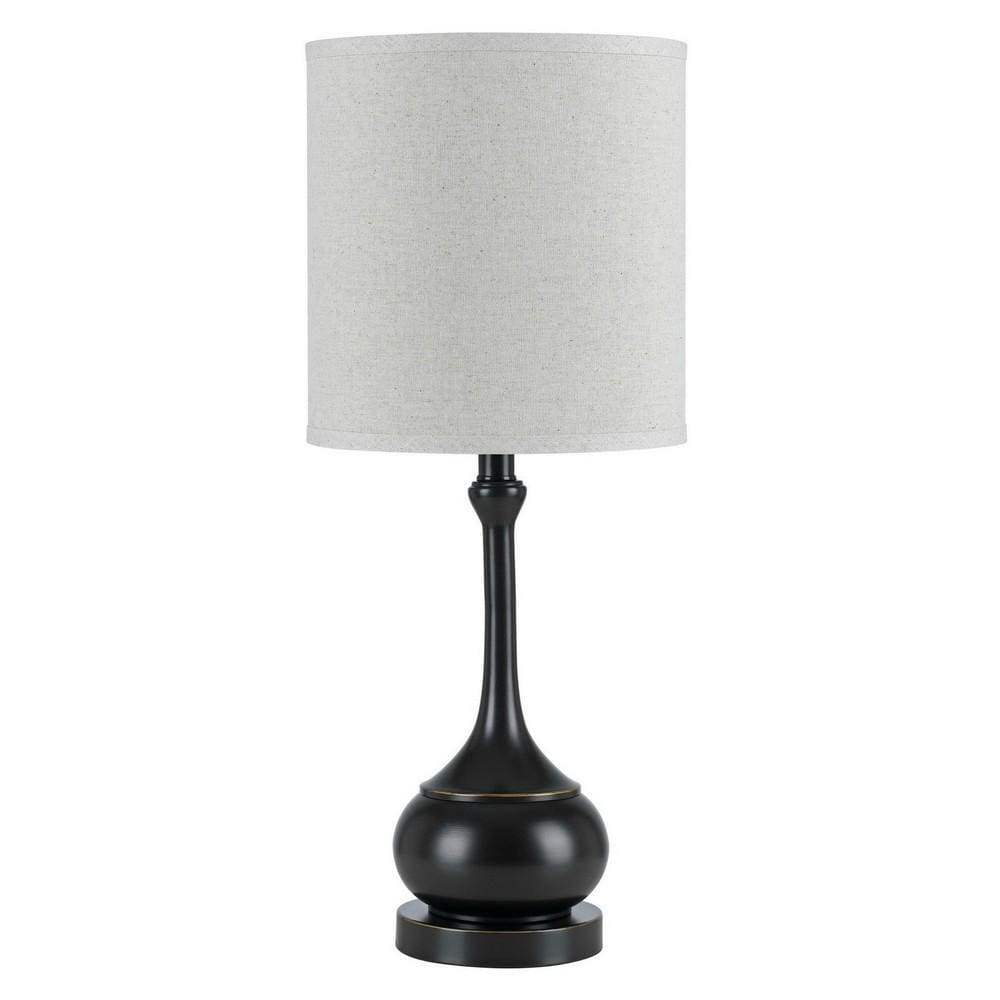 Elongated Bellied Shape Metal Accent Lamp with Drum Shade, Black By Casagear Home