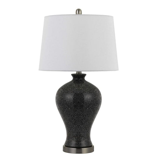 Ceramic Urn Shaped Base Table Lamp with Speckles, Set of 2, Black By Casagear Home