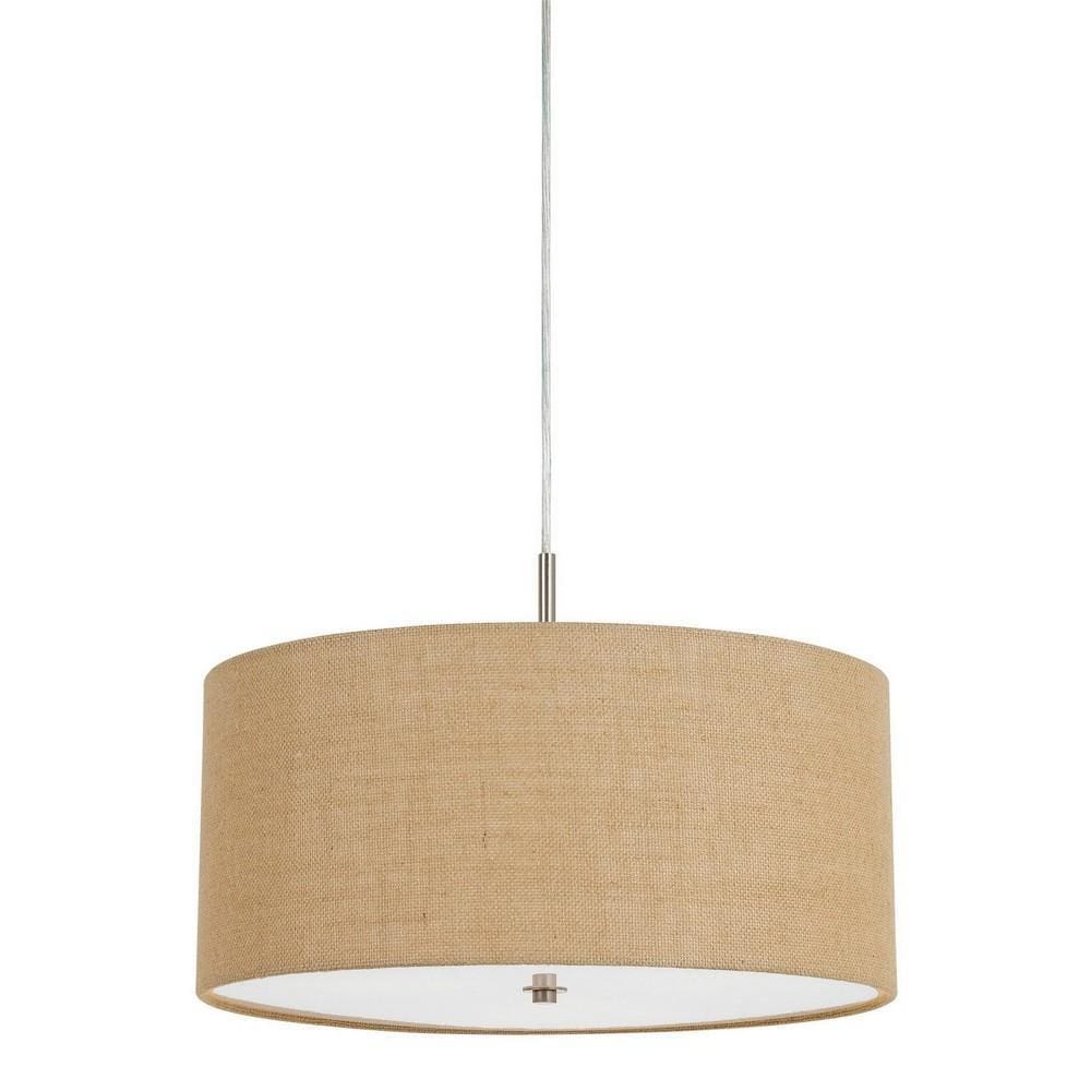 Pendant Lighting | Fabric Drum Shade | Corded | Beige