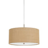 Metal Pendant Lighting with Fabric Circular Drum Shade and Cord, Beige By Casagear Home